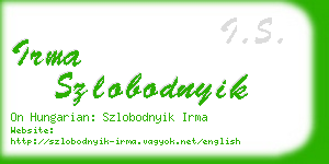 irma szlobodnyik business card